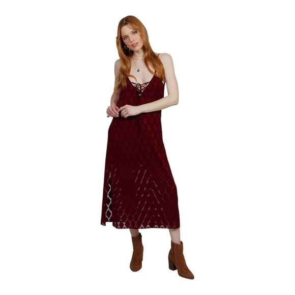NWT! Band of Gypsies Band of the Free Merlot Lila Midi Slip Dress. Size Medium. - Picture 14 of 14